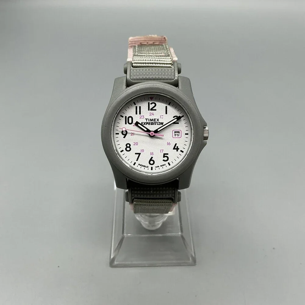 Timex Expedition T2P591 Girls Watch 33mm Gray Nylon Indiglo Date New Battery